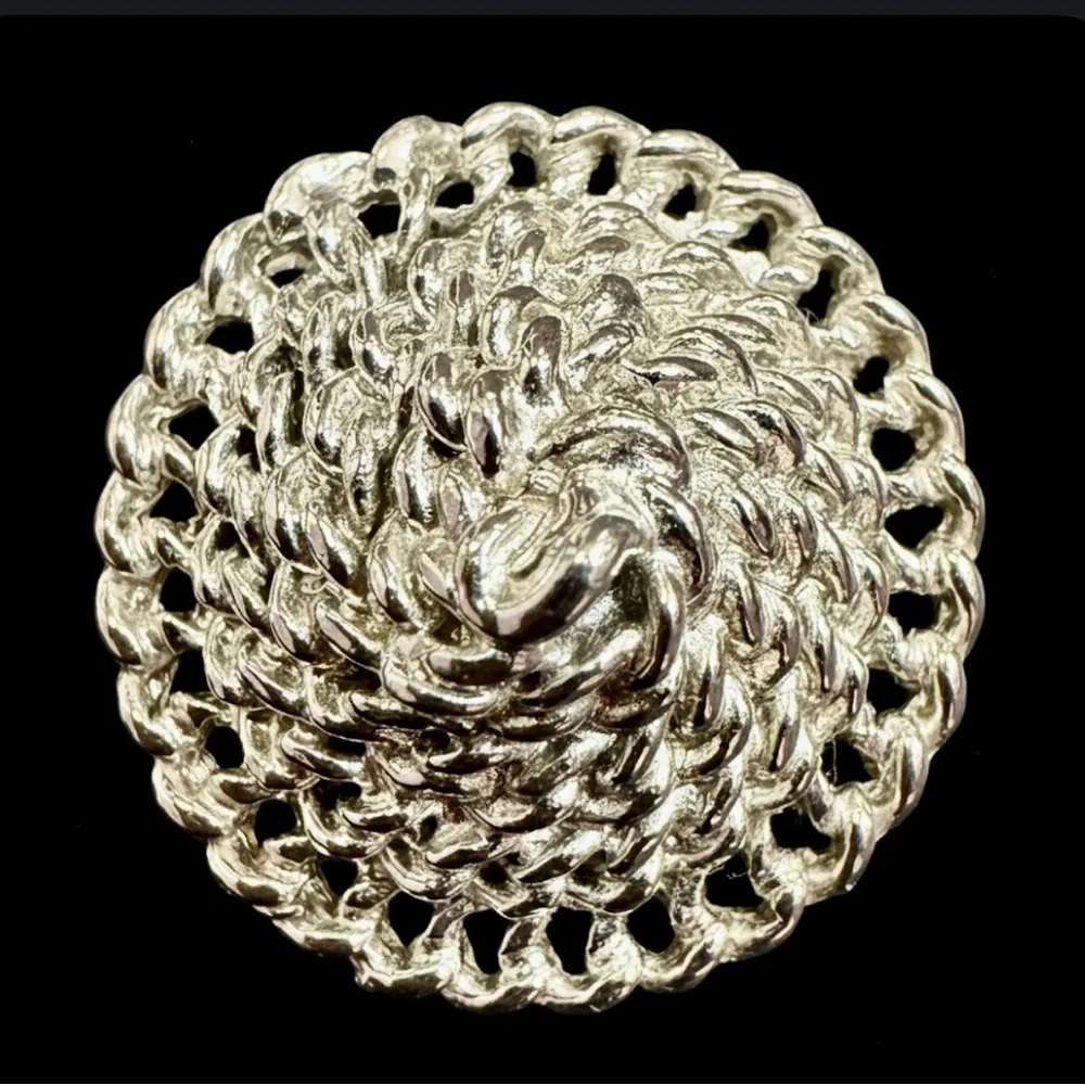 Vintage Coro Silver Tone Clip On Earrings 1” MCM Spiral Statement